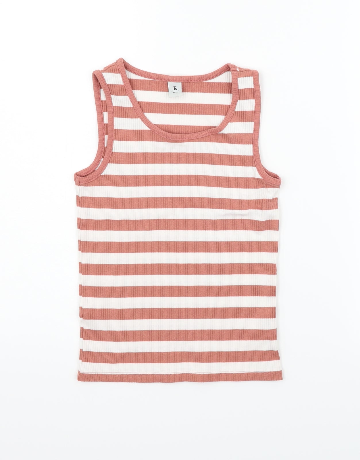 TU Girls Pink Striped  Basic Tank Size 11 Years
