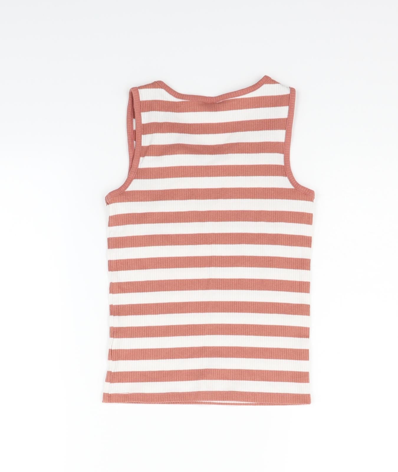 TU Girls Pink Striped  Basic Tank Size 11 Years