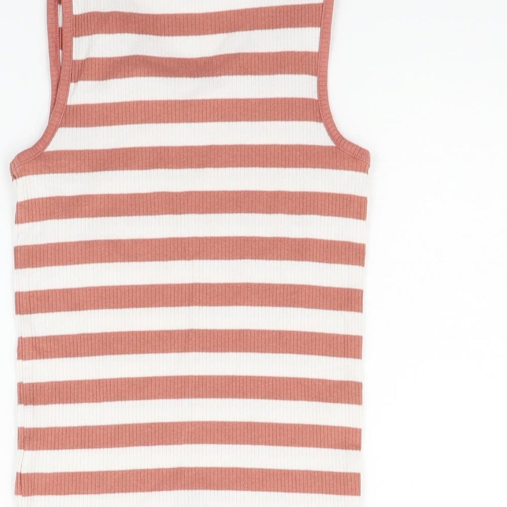 TU Girls Pink Striped  Basic Tank Size 11 Years