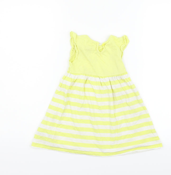 BHS Girls Yellow Striped  Fit & Flare  Size 18-24 Months