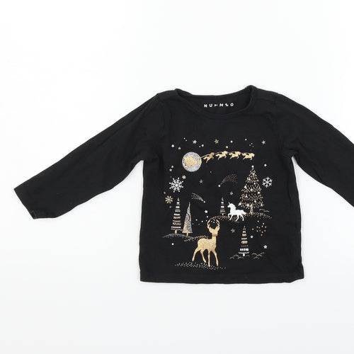 Nutmeg Boys Black   Fit & Flare  Size 12-18 Months  - deers christmas