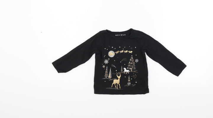 Nutmeg Boys Black   Fit & Flare  Size 12-18 Months  - deers christmas