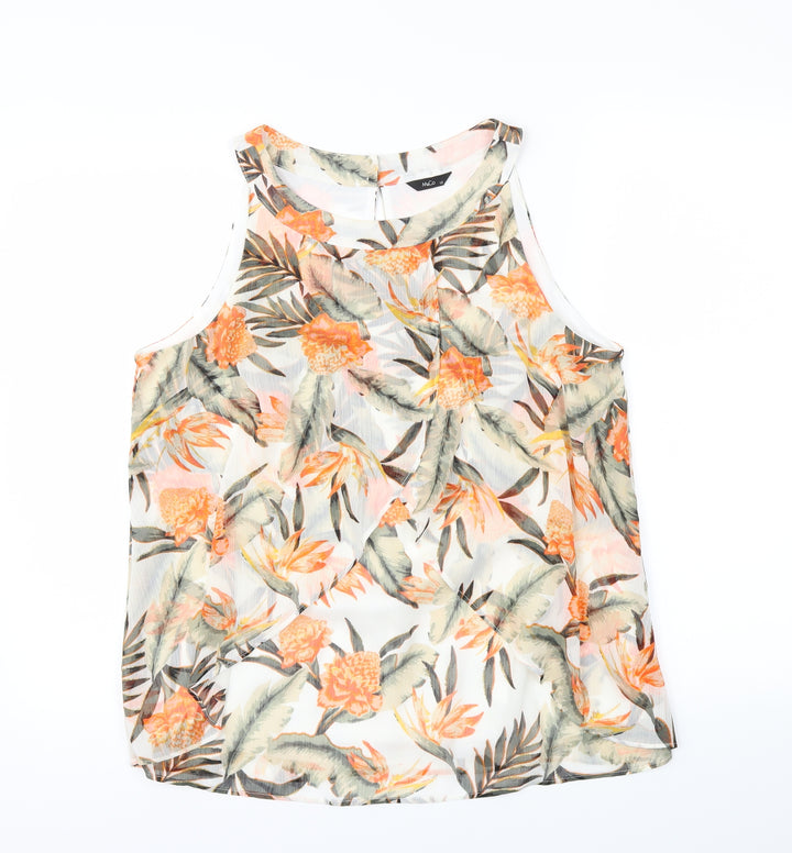 M&Co Womens Multicoloured Floral  Basic T-Shirt Size 12