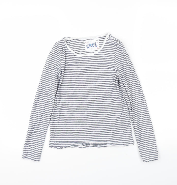 TU Girls Blue Striped  Basic T-Shirt Size 9 Years