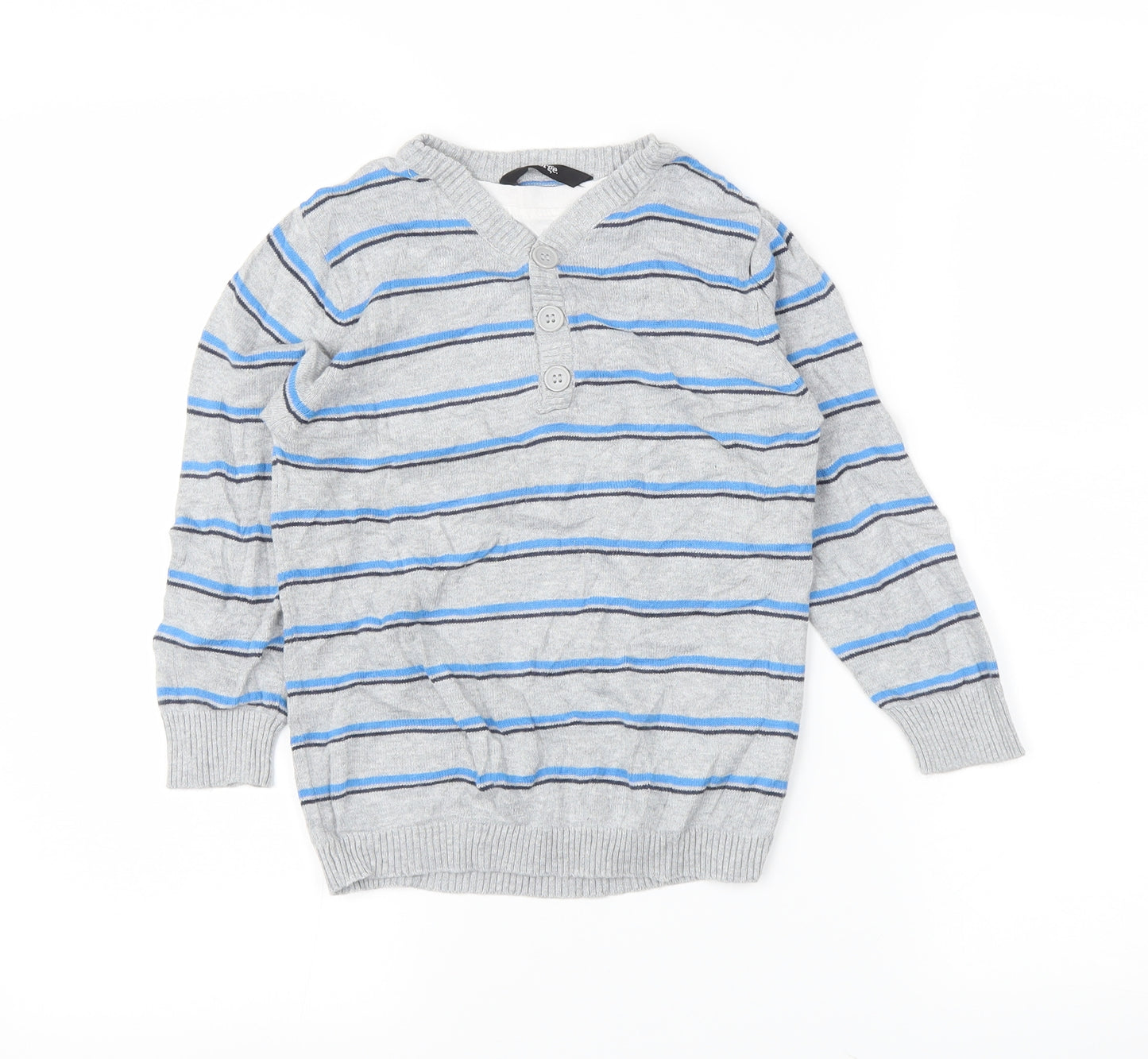 George Boys Grey Striped  Pullover Jumper Size 4-5 Years