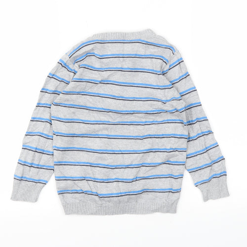 George Boys Grey Striped  Pullover Jumper Size 4-5 Years