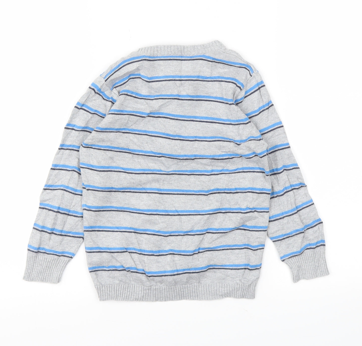 George Boys Grey Striped  Pullover Jumper Size 4-5 Years