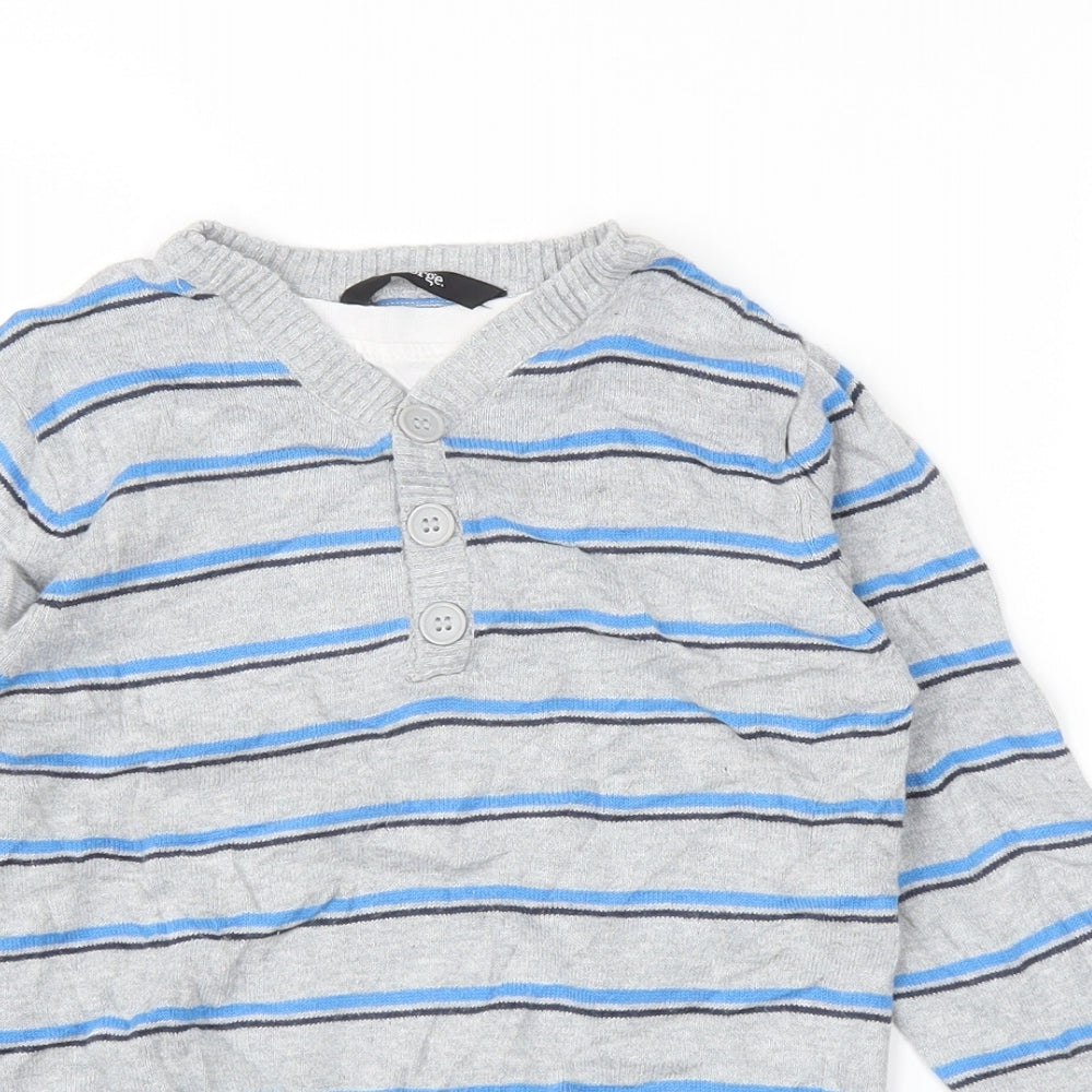 George Boys Grey Striped  Pullover Jumper Size 4-5 Years