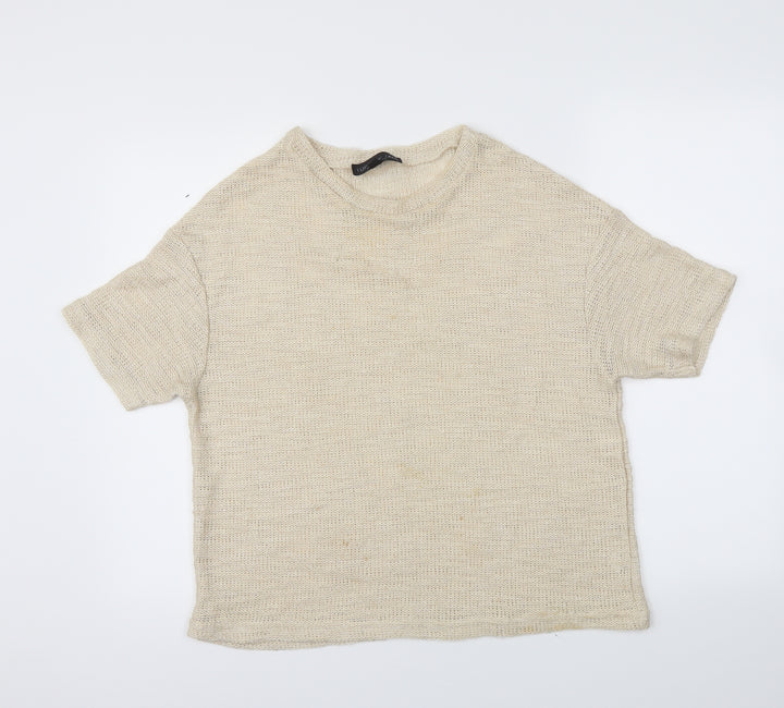 Topshop Womens Beige   Basic T-Shirt Size 10