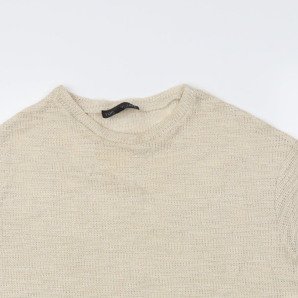 Topshop Womens Beige   Basic T-Shirt Size 10