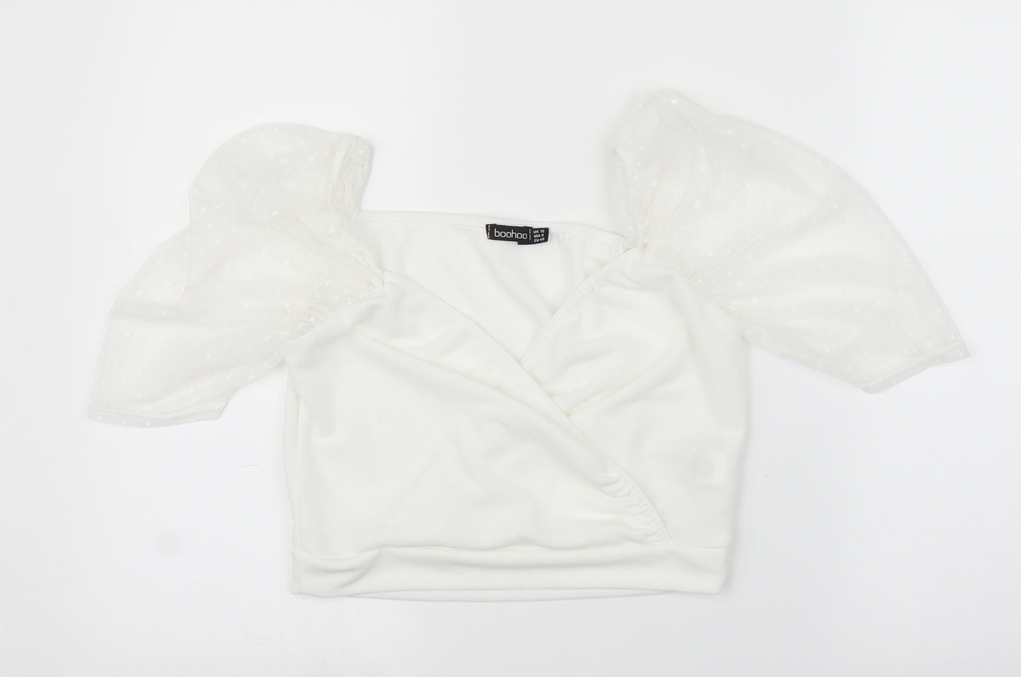 Boohoo Womens White   Cropped Blouse Size 12