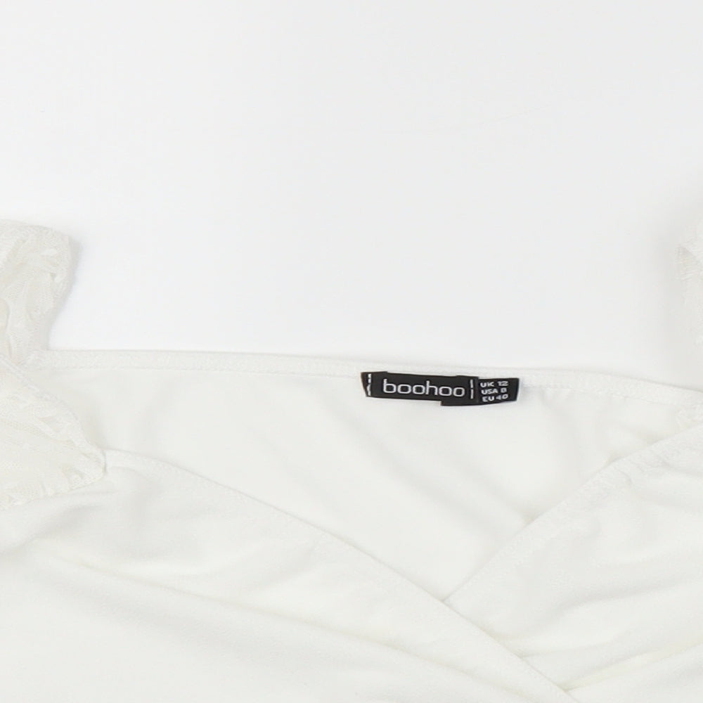 Boohoo Womens White   Cropped Blouse Size 12