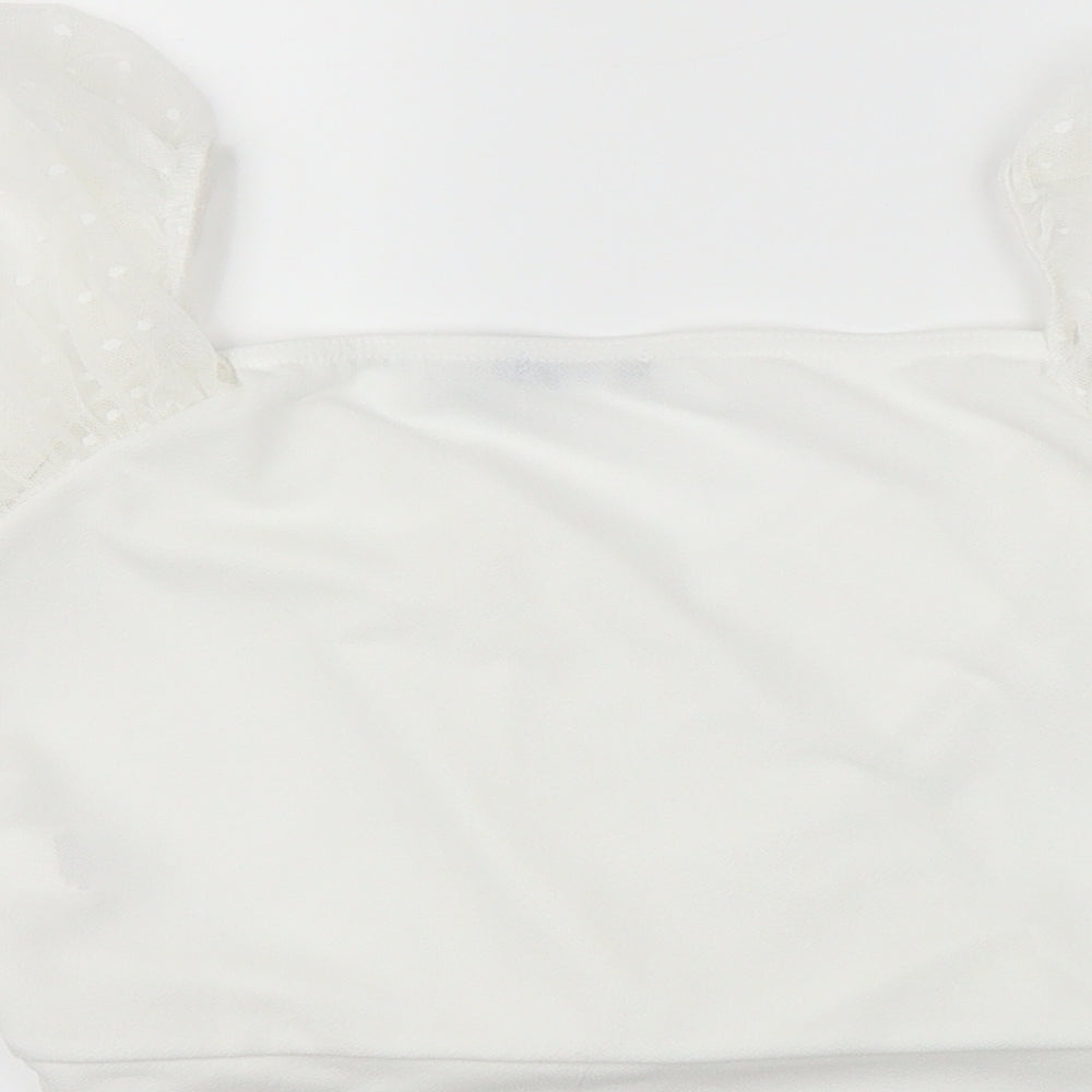 Boohoo Womens White   Cropped Blouse Size 12