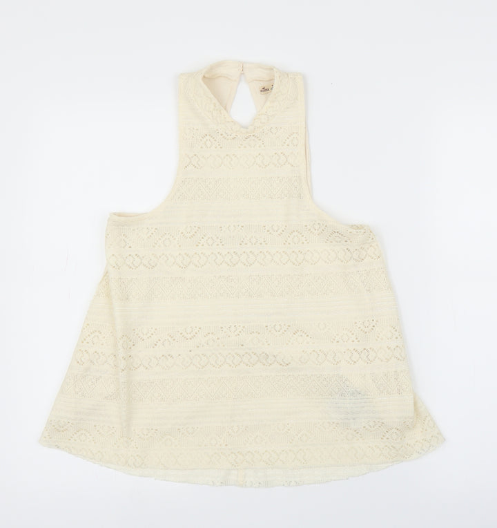 Hollister Womens Ivory Geometric Basic Blouse Size M