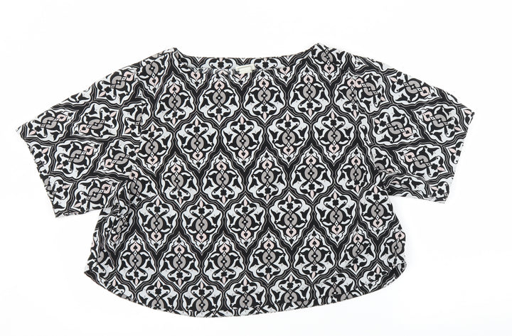 H&M Womens Grey Floral Basic Blouse Size 10