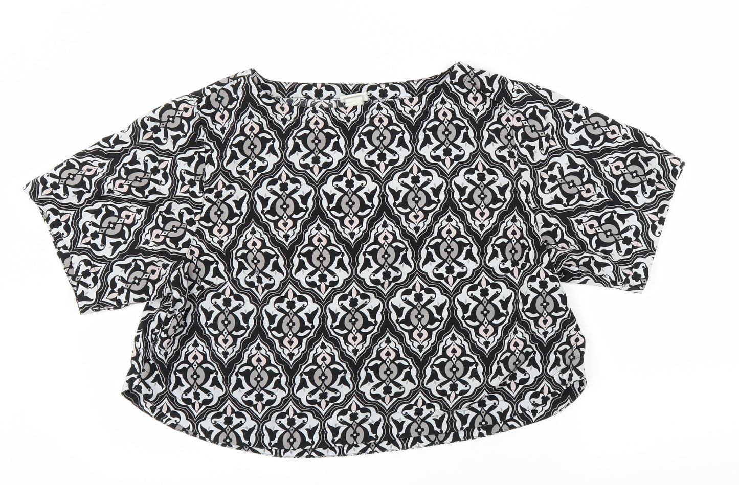 H&M Womens Grey Floral  Basic Blouse Size 10