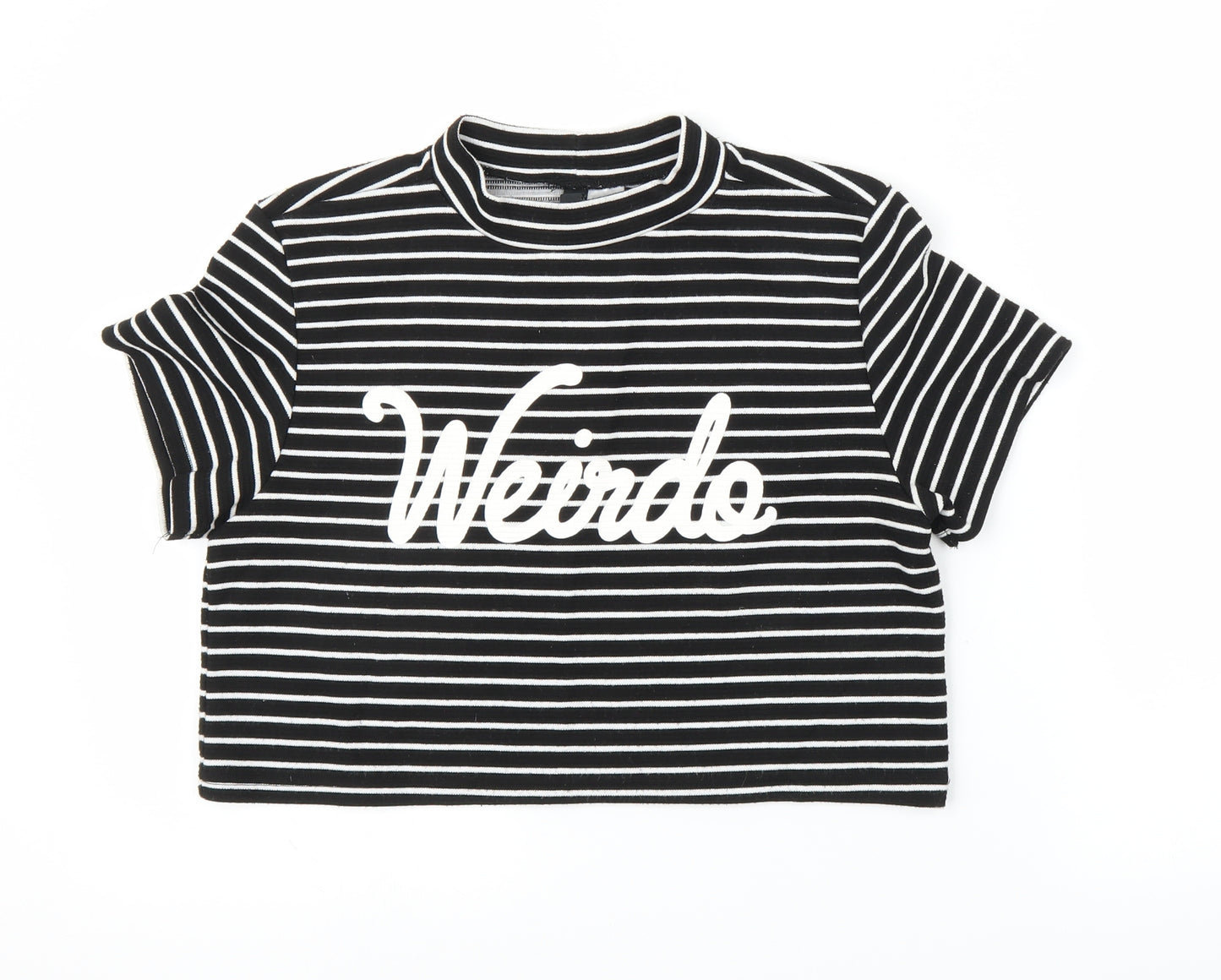 H&M Womens Black Striped  Cropped Blouse Size S