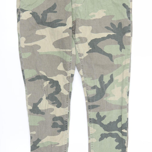 Very Womens Green Camouflage Denim Skinny Jeans Size 14 L25 in