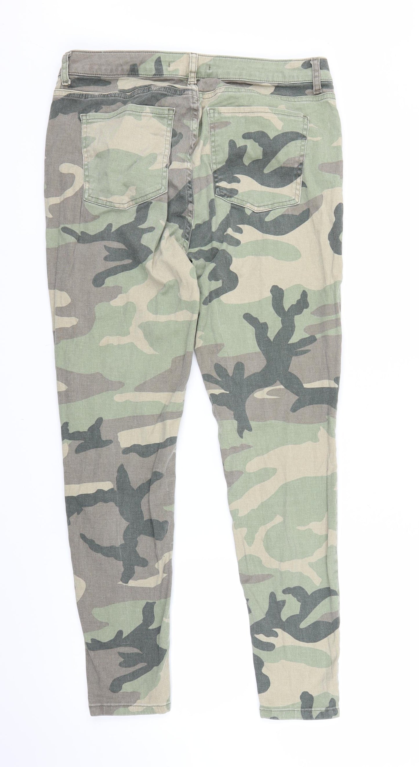 Very Womens Green Camouflage Denim Skinny Jeans Size 14 L25 in