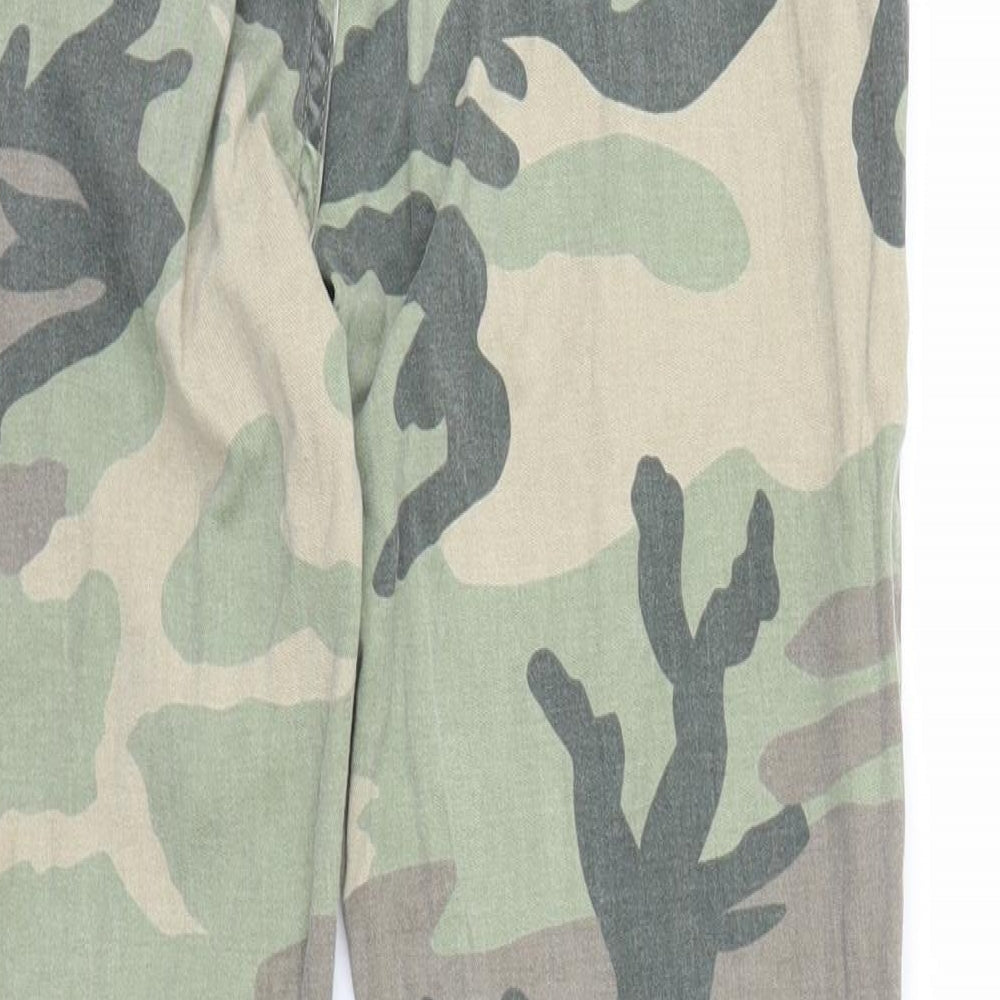 Very Womens Green Camouflage Denim Skinny Jeans Size 14 L25 in