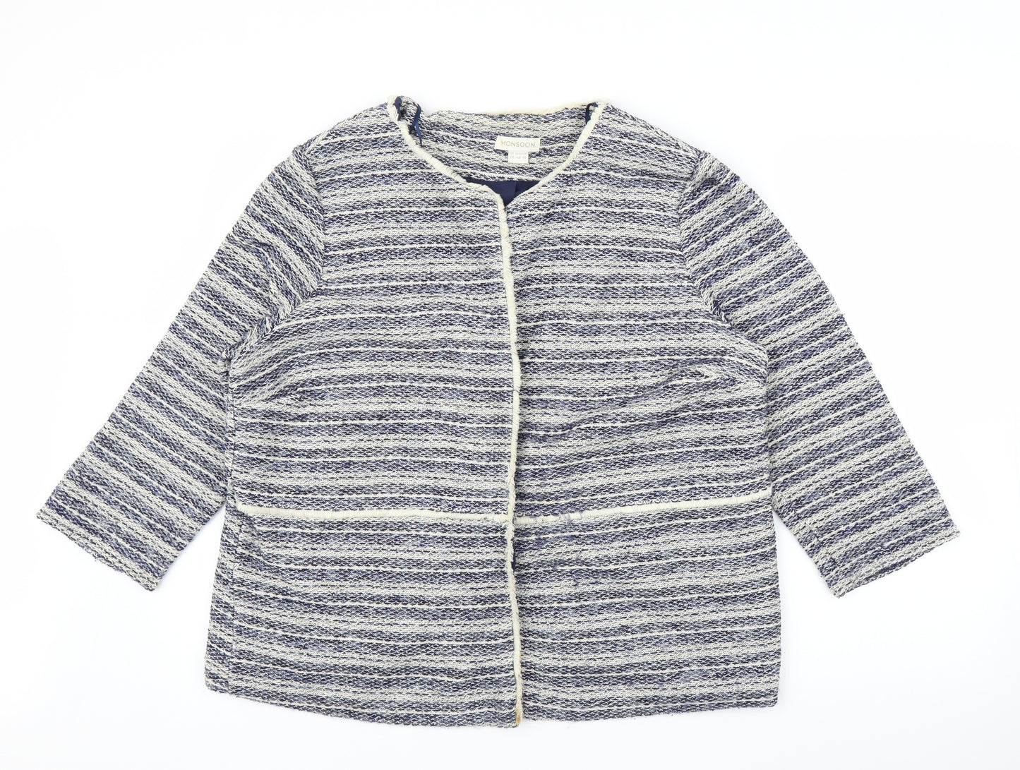 Monsoon Womens Blue Striped  Jacket  Size 20  - Chanel jacket