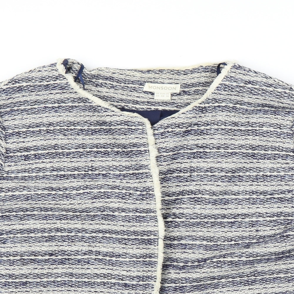 Monsoon Womens Blue Striped  Jacket  Size 20  - Chanel jacket