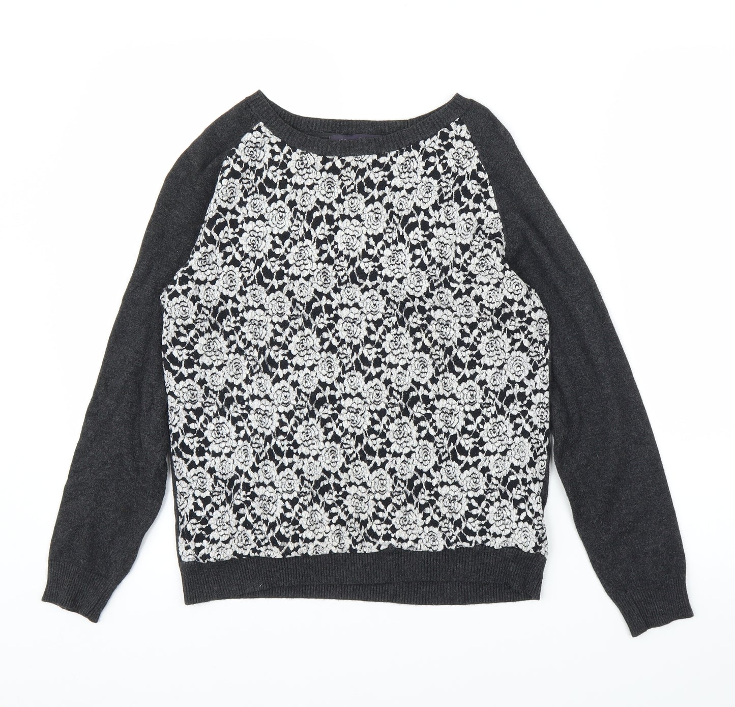 M&S Womens Blue Floral  Pullover Jumper Size 10