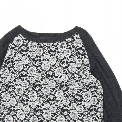 M&S Womens Blue Floral  Pullover Jumper Size 10