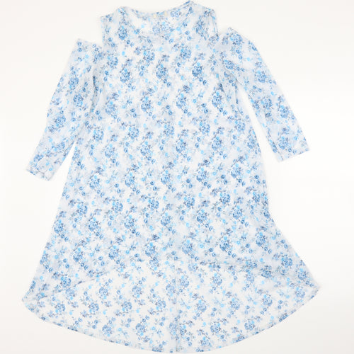 Preworn Womens Blue Floral  Tunic Blouse Size M