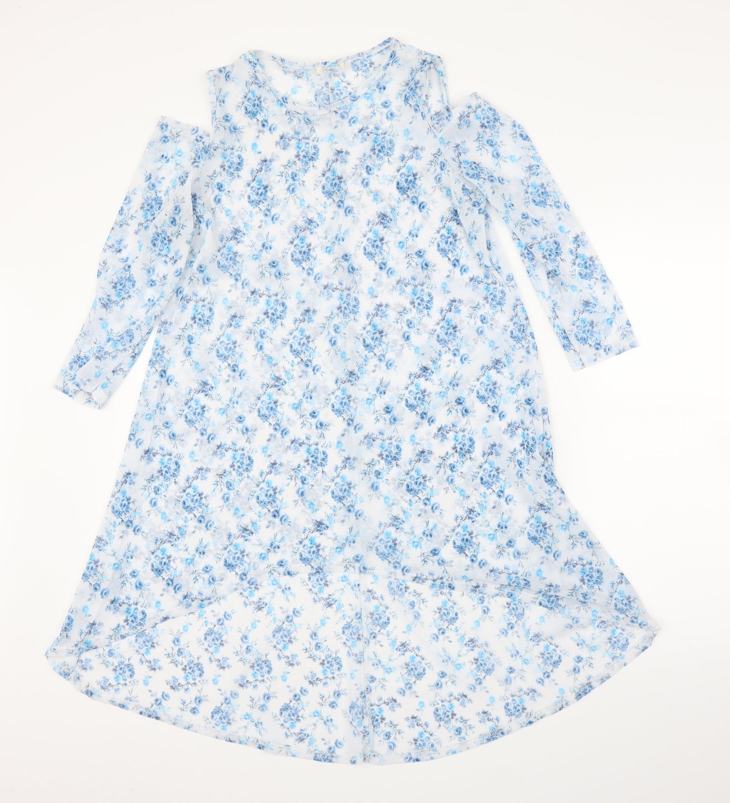 Preworn Womens Blue Floral  Tunic Blouse Size M