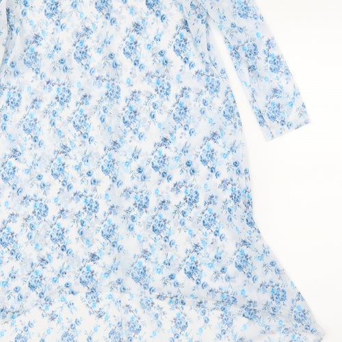 Preworn Womens Blue Floral  Tunic Blouse Size M