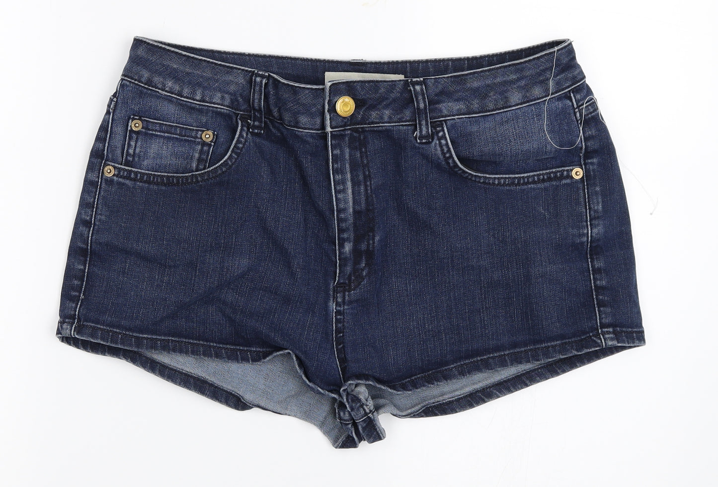 Topshop Womens Blue  Denim Hot Pants Shorts Size 34 in