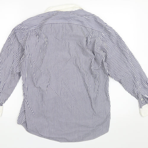 Tessitura Monti Spa Mens Blue Striped   Button-Up Size M