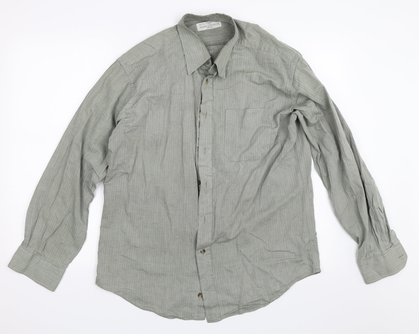 NEXT Mens Green    Button-Up Size 15.5