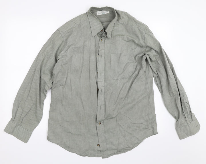 NEXT Mens Green    Button-Up Size 15.5
