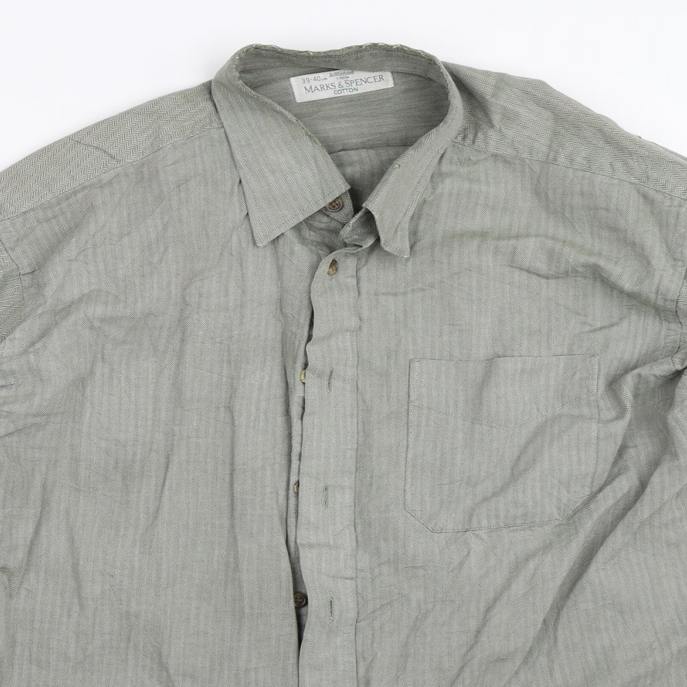 NEXT Mens Green    Button-Up Size 15.5