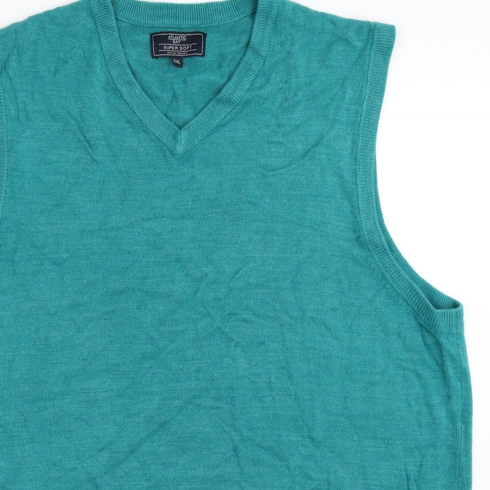 Atlantic Bay Mens Blue   Vest Jumper Size 2XL