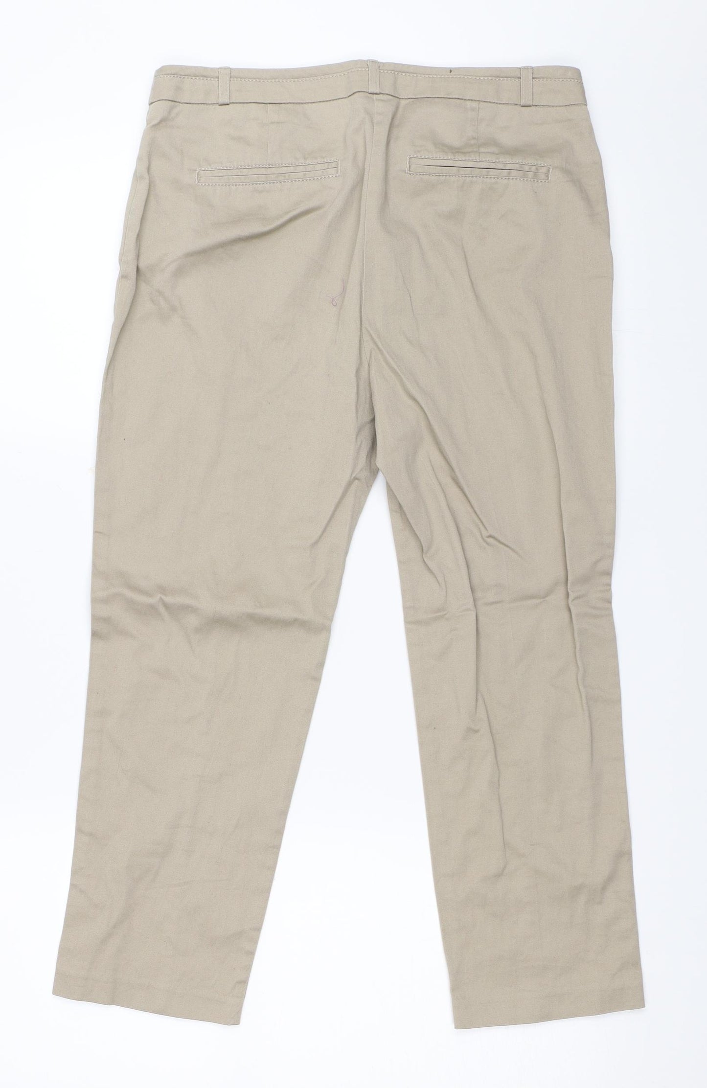 M&Co Womens Beige   Cropped Trousers Size 10 L23 in