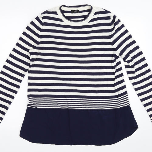 F&F Womens Blue Striped  Pullover Jumper Size 14