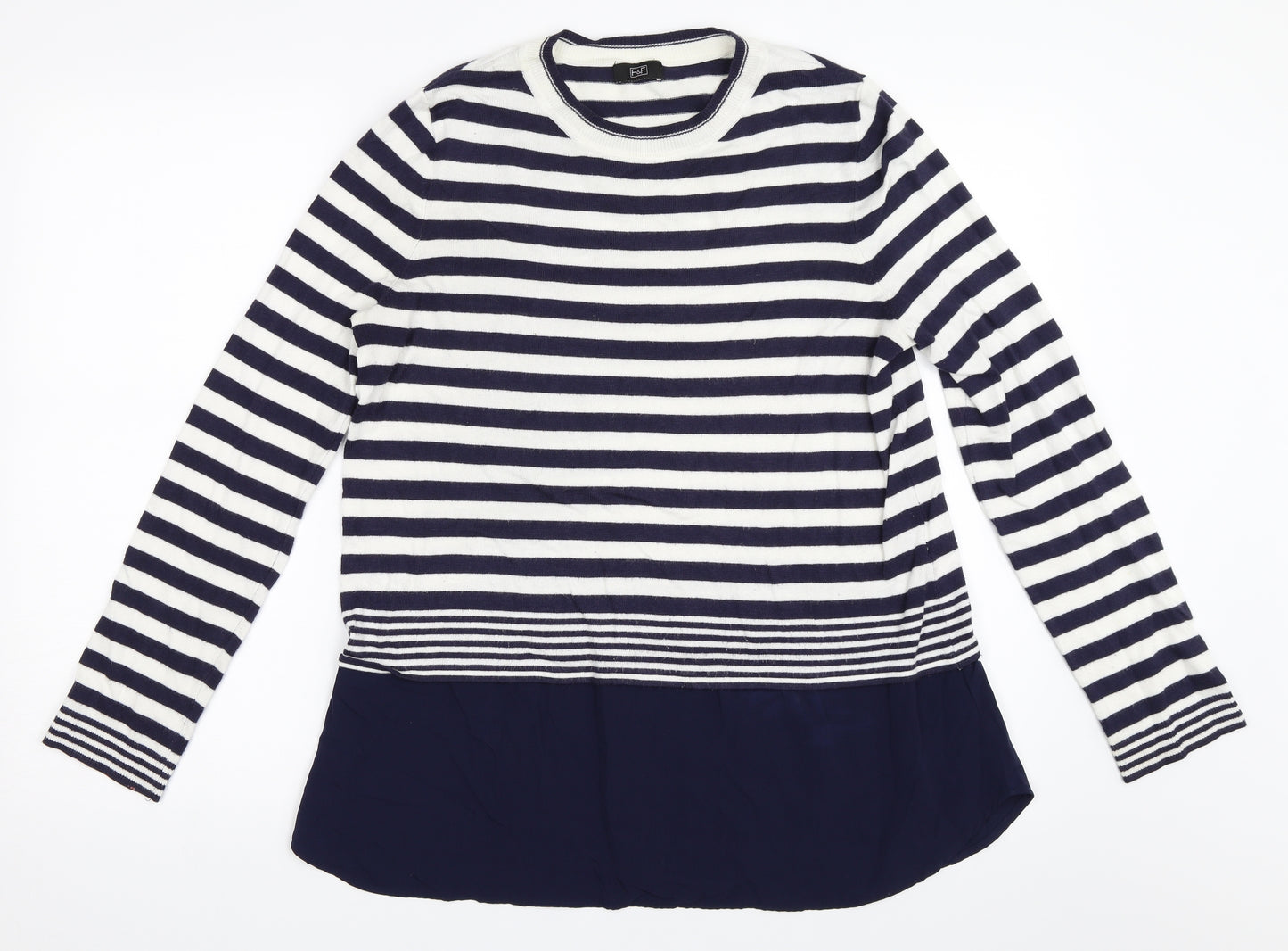 F&F Womens Blue Striped  Pullover Jumper Size 14