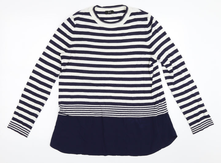 F&F Womens Blue Striped  Pullover Jumper Size 14
