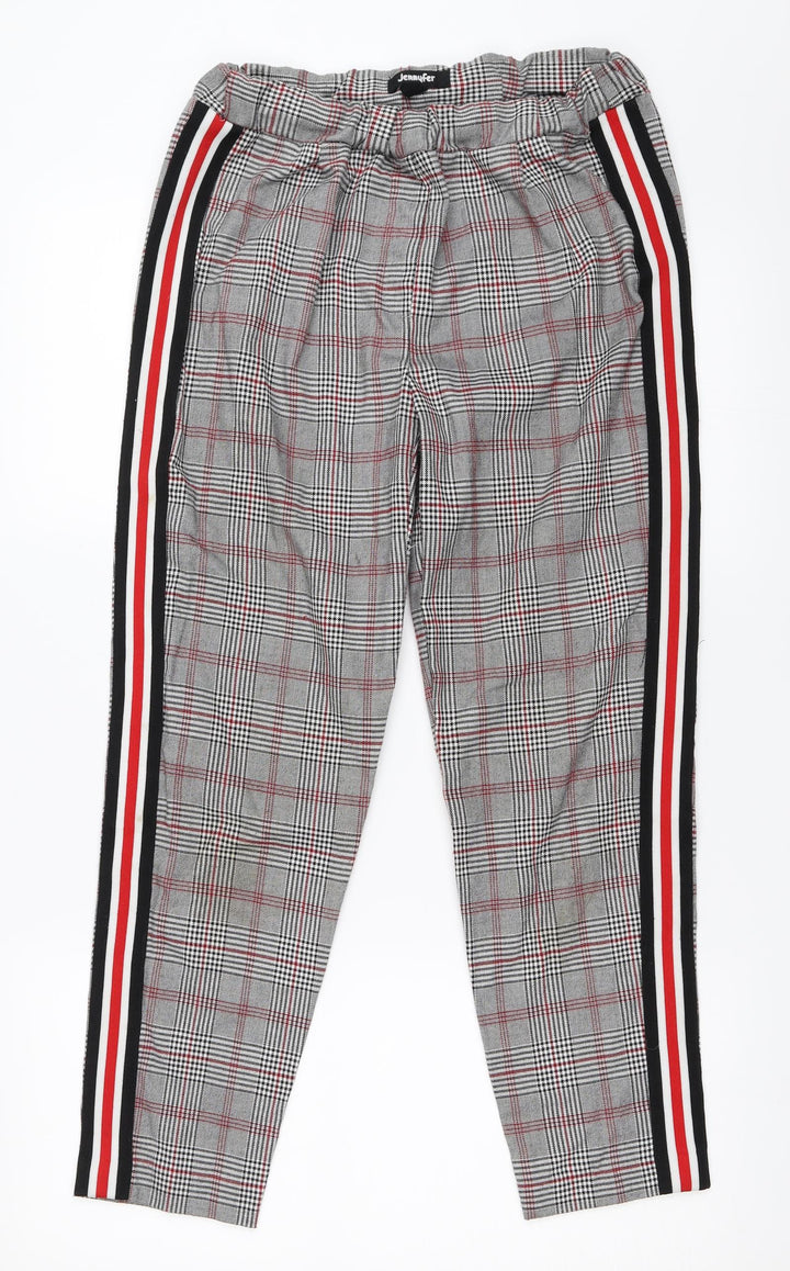 Jennyfer Womens Grey Check Capri Trousers Size S L26 in