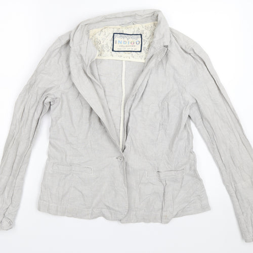 Marks and Spencer Womens Grey Striped  Jacket  Size 12