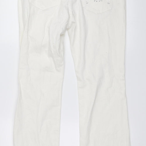 Preworn Womens White  Denim Bootcut Jeans Size 32 in L30 in