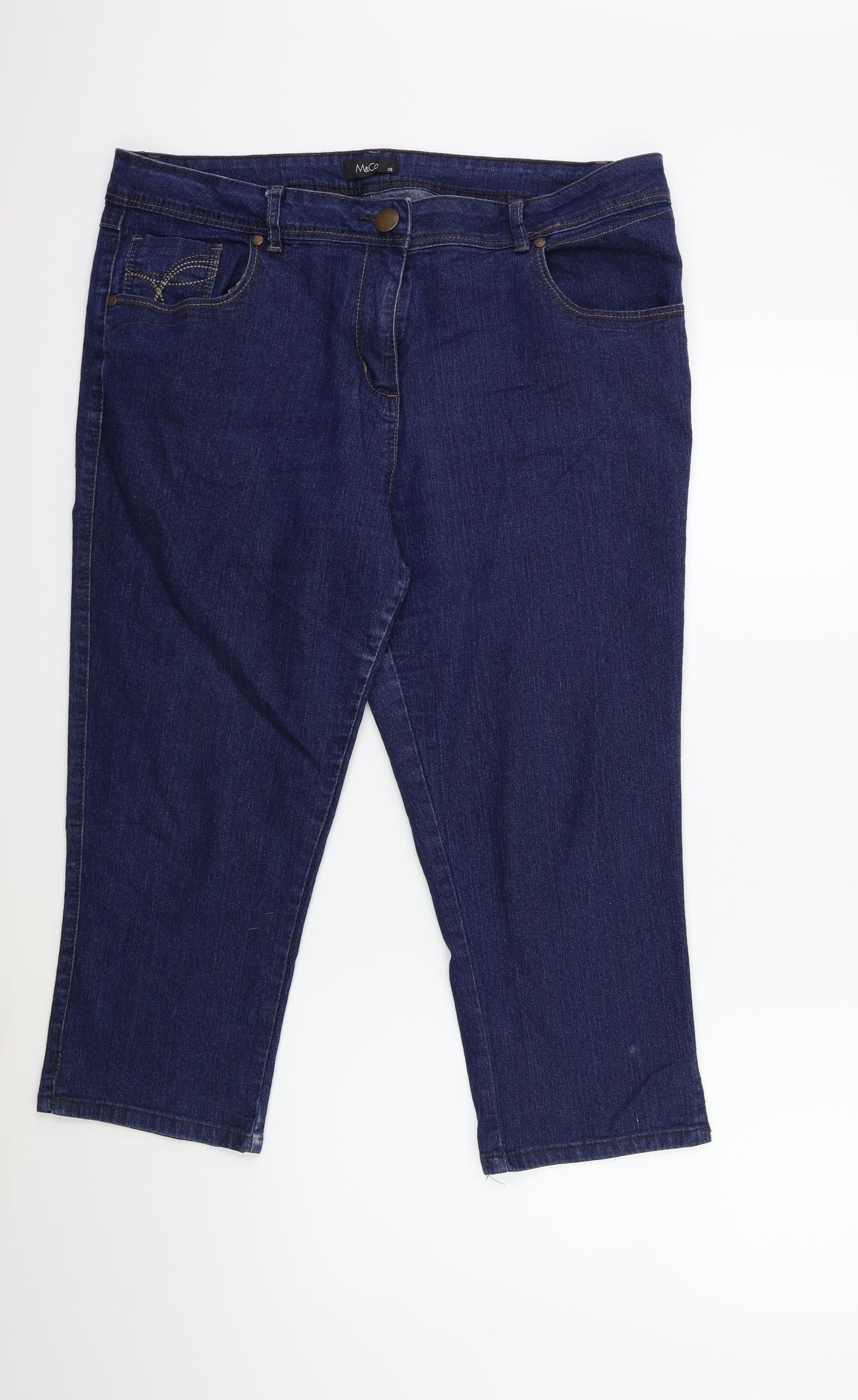 M&Co Womens Blue  Denim Cropped Jeans Size 20 L21 in