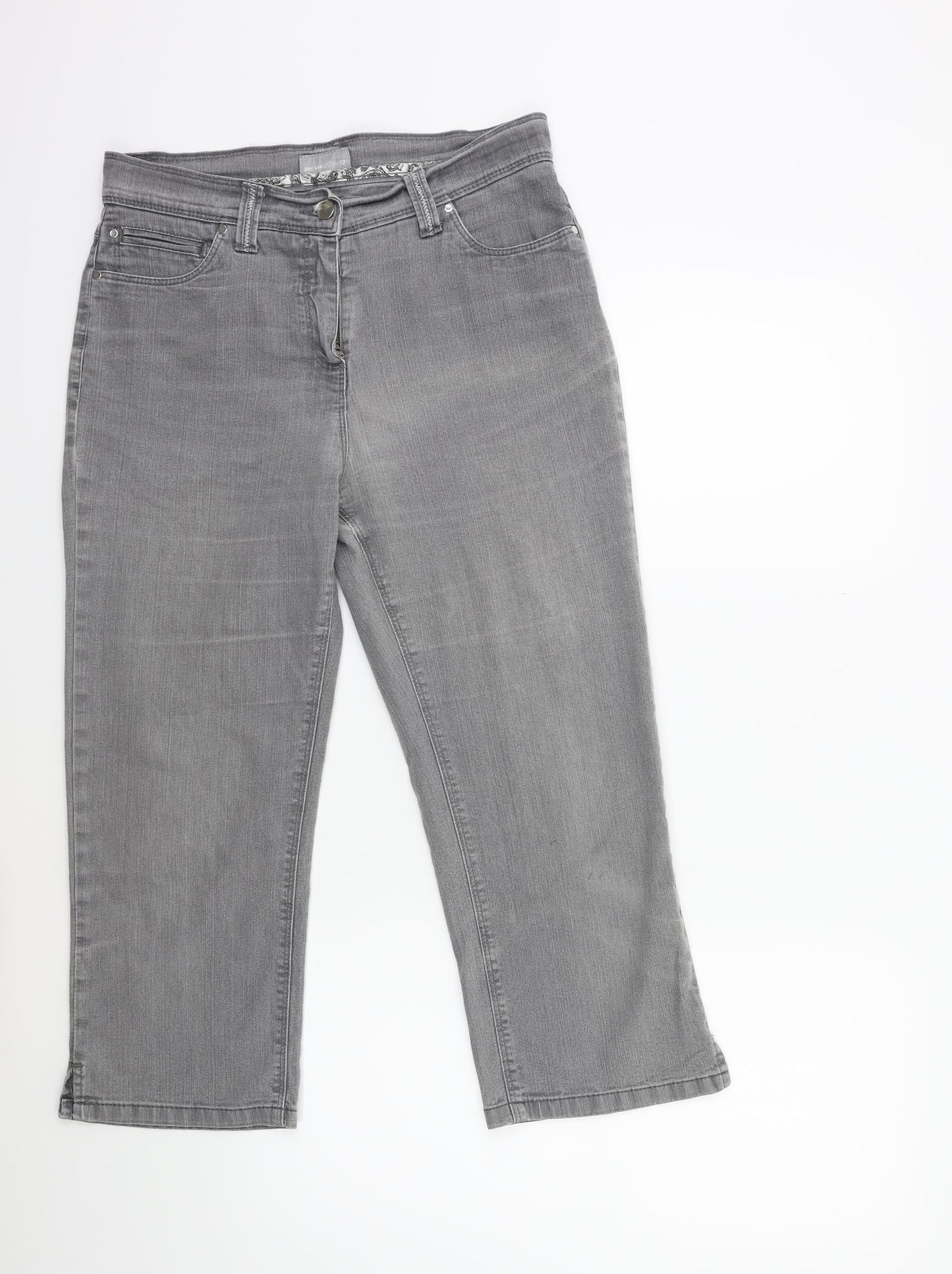 Per Una Womens Grey  Denim Cropped Jeans Size 12 L24 in