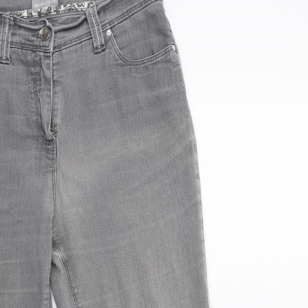 Per Una Womens Grey  Denim Cropped Jeans Size 12 L24 in