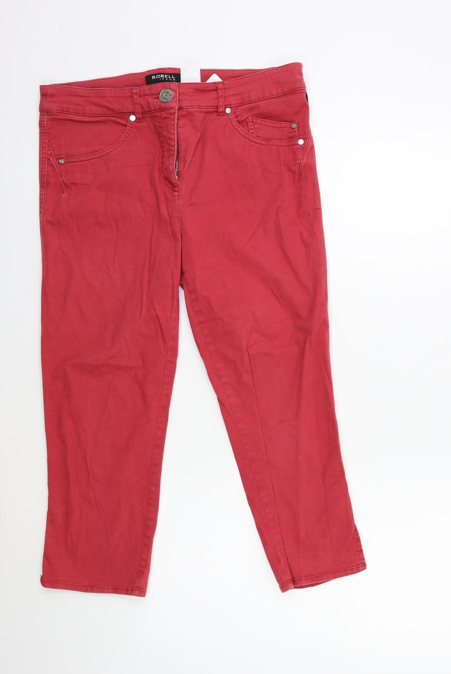 Robell Womens Pink  Denim Cropped Jeans Size 14 L21 in