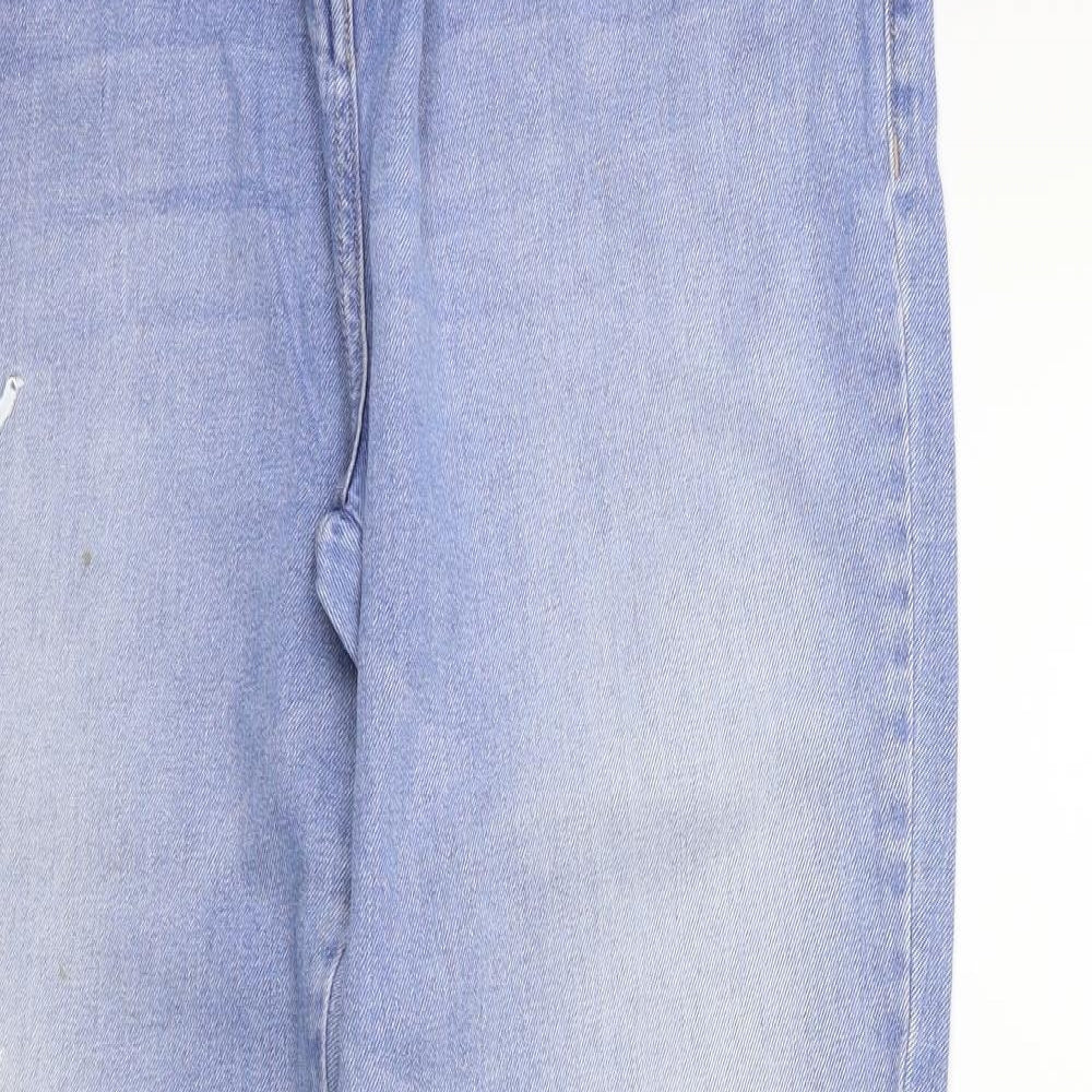 NEXT Womens Blue Floral Denim Straight Jeans Size 16 L28 in