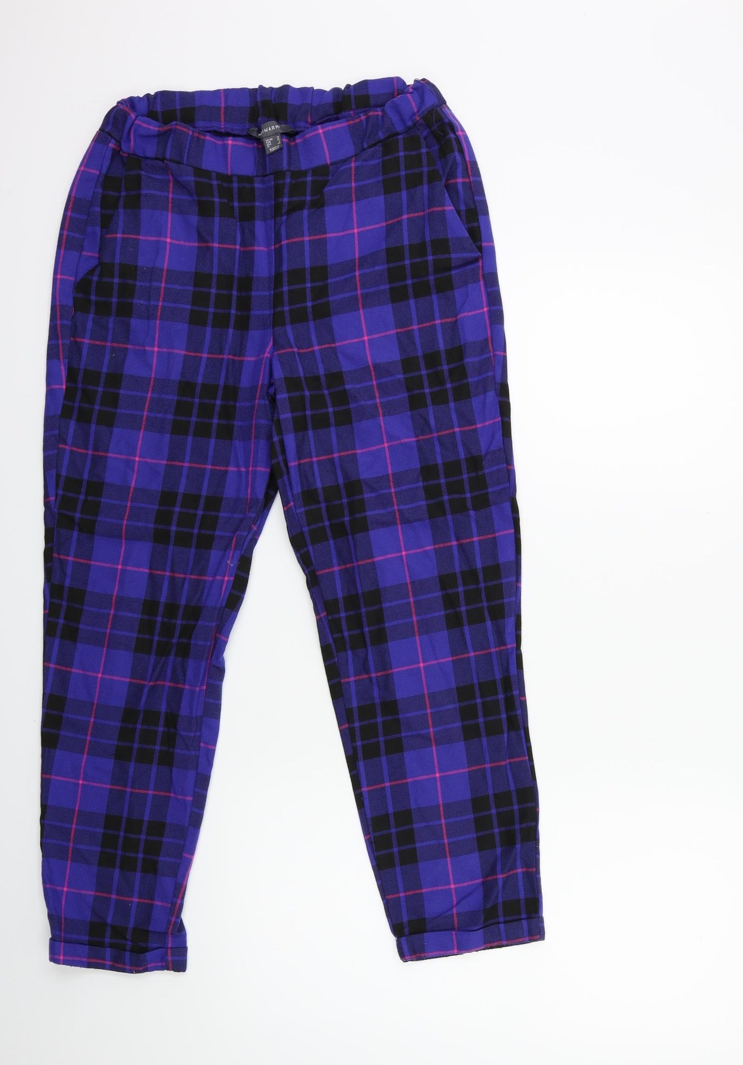 Primark Womens Blue Check  Trousers  Size 10 L26 in
